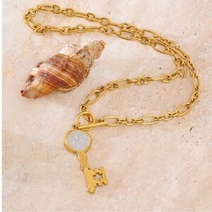 Anthropologie Gold Stainless Steel Key Pendant Necklace ✨